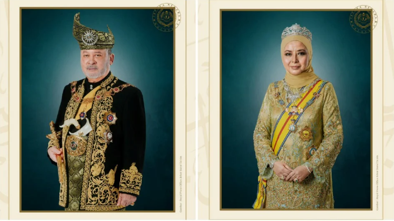 Gambar Rasmi Yang di-Pertuan Agong Sultan Ibrahim dan Raja Permaisuri Agong Raja Zarith Sofiah.